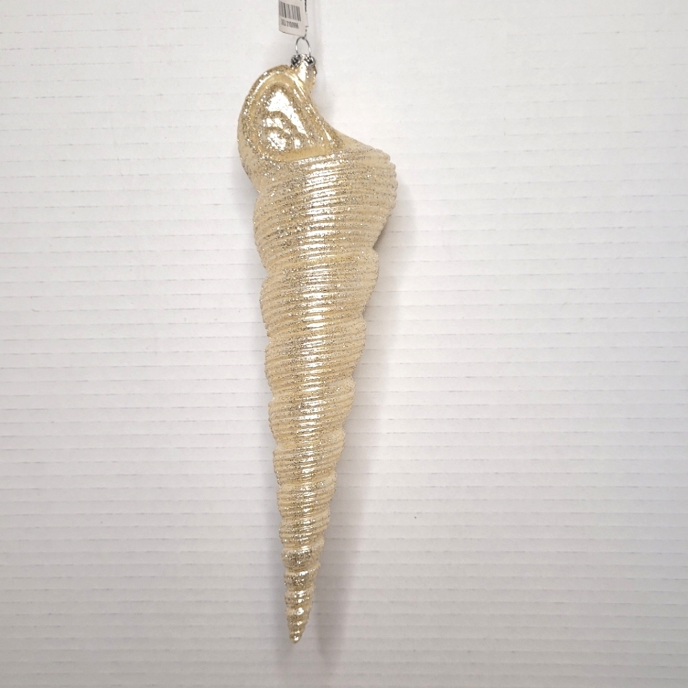 Ivory Sparkly Spiral Cone Shell Ornament Pier 1 NWT - Picture 2 of 6